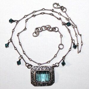 Sterling Silver Glass & Crystal Bead Necklace